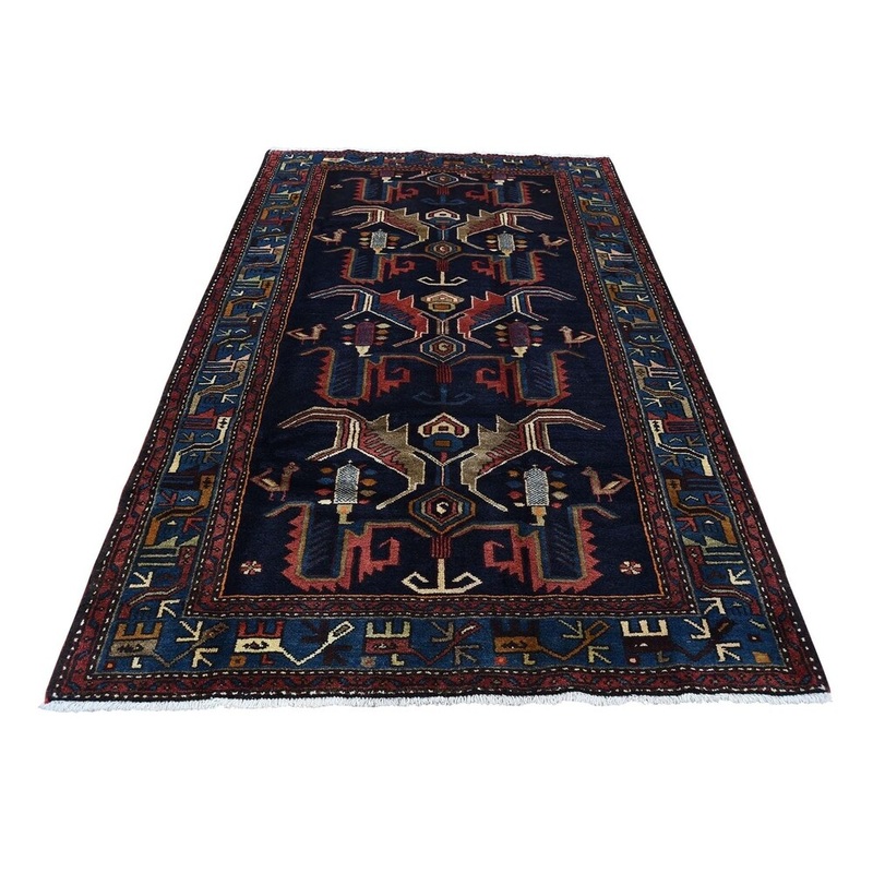 Shahbanu Rugs Hand-Knotted Pure Wool New Persian Hamadan Oriental Rug (4'5" x 7'1") - 4'5" x 7'1"