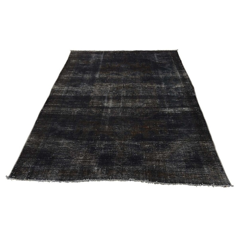 Shahbanu Rugs Hand-Knotted Pure Wool Overdyed Persian Tabriz Grey Worn Rug (3'10" x 6'3") - 3'10" x 6'3"