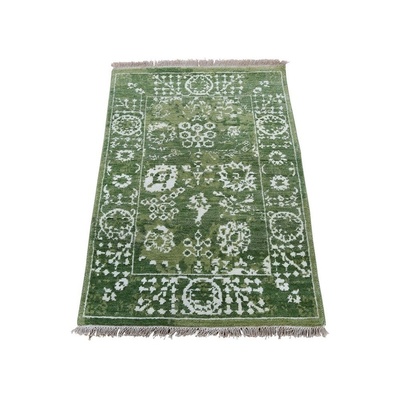Shahbanu Rugs Hand-Knotted Wool and Silk Tabriz Tone on Tone Oriental Rug (2'1" x 3'1") - 2'1" x 3'1"
