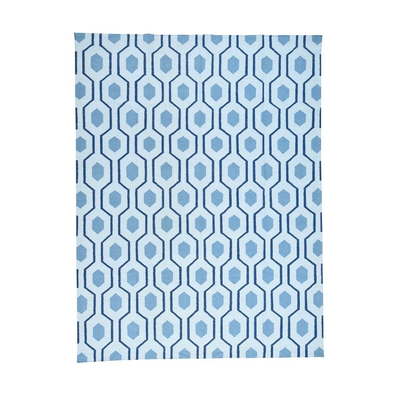 Shahbanu Rugs Hand Woven Reversible Kilim Flat Weave Geometric Design Rug (8'4" x 9'9") - 8'4" x 9'9"