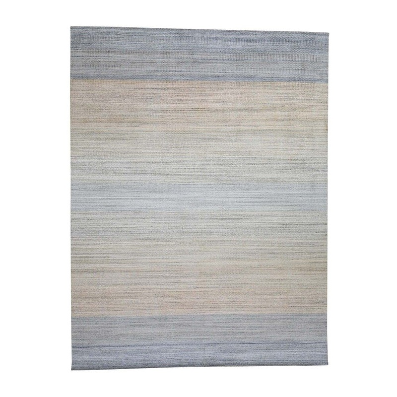 Shahbanu Rugs Modern Gabbeh Wool And Silk Hand-Loomed Oriental Rug (9'4" x 12'0") - 9'4" x 12'0"