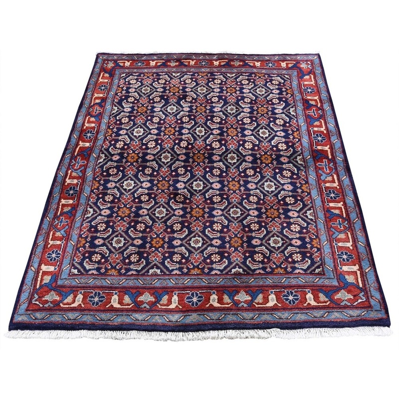 Shahbanu Rugs Navy New Persian Mahal Design Pure Wool Hand-Knotted Oriental Rug (3'6" x 4'10") - 3'6" x 4'10"