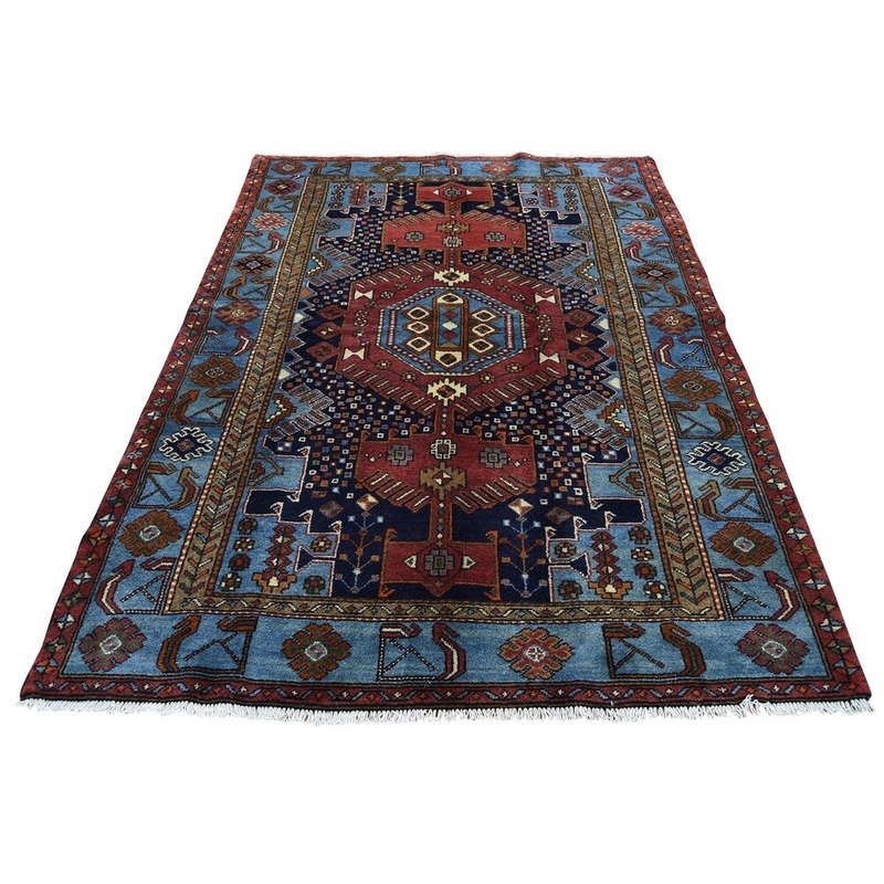 Shahbanu Rugs New Persian Hamadan Hand-Knotted Pure Wool Oriental Rug (4'6" x 6'6") - 4'6" x 6'6"