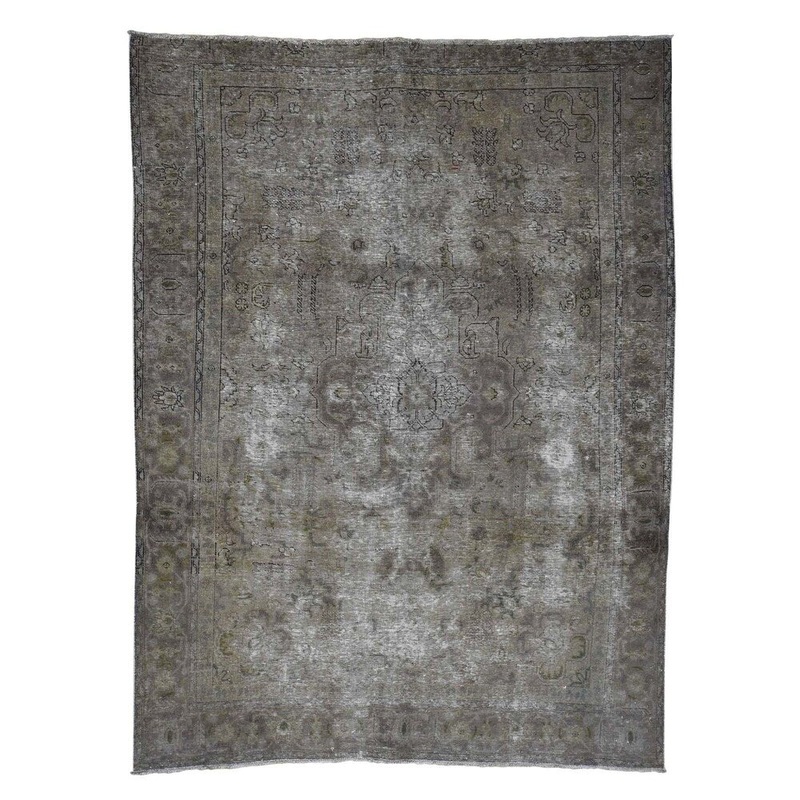 Shahbanu Rugs Overdyed Persian Tabriz Hand Knotted Pure Wool Oriental Rug (7'3" x 9'7") - 7'3" x 9'7"