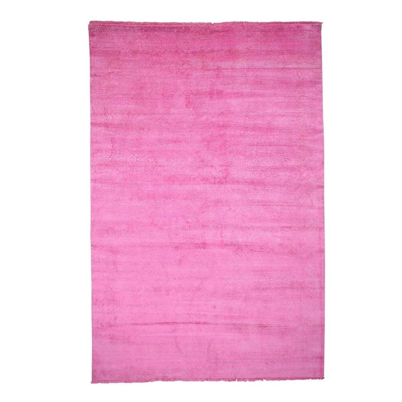 Shahbanu Rugs Overdyed Peshawar Pure Wool Pink Hand-Knotted oriental Rug (6'0" x 9'0") - 6'0" x 9'0"