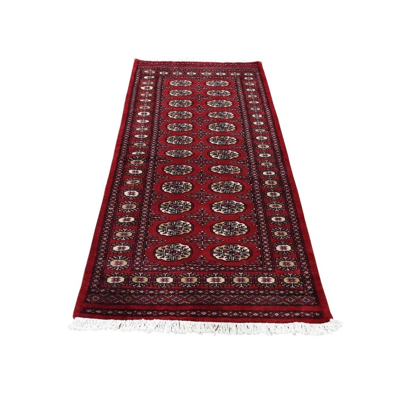 Shahbanu Rugs Pure Wool Elephant Feet Design Hand-Knotted Bokara Runner Rug (2'7" x 6'9") - 2'7" x 6'9"