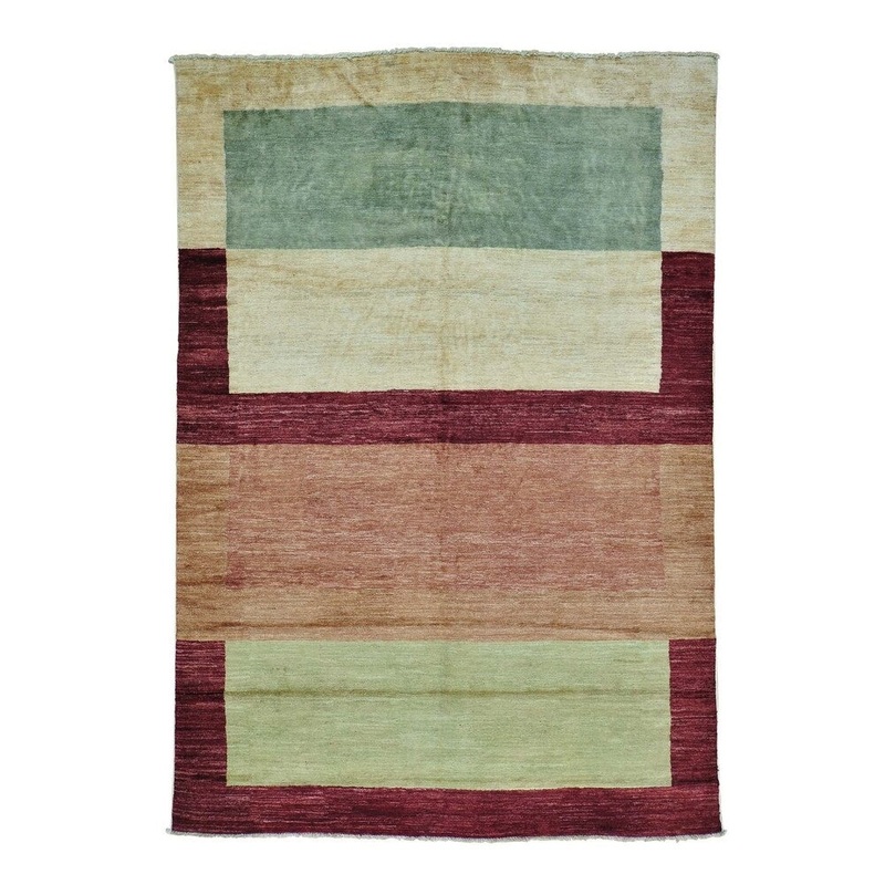 Shahbanu Rugs Pure Wool Hand Knotted Peshawar Gabbeh Oriental Rug (6'8" x 9'6") - 6'8" x 9'6"