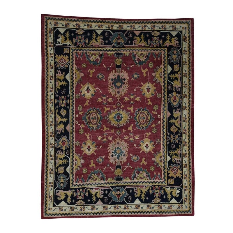 Shahbanu Rugs Tibetan Oushak Design Hand Knotted Pure Wool Oriental Rug (9'2" x 11'10") - 9'2" x 11'10"