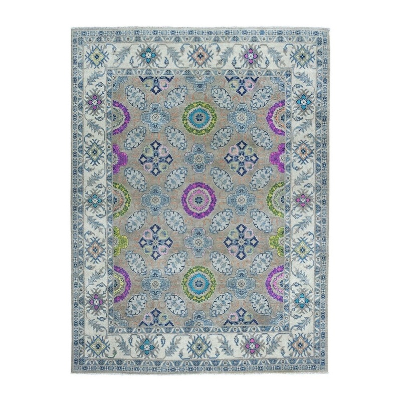 Shahbanu Rugs Colorful Fusion Kazak Pure Wool Hand-Knotted Oriental Rug (8'0" x 9'7") - 8'0" x 9'7"