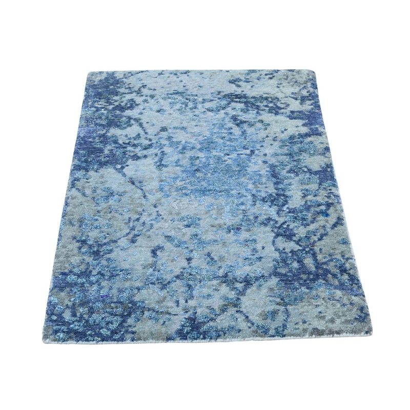 Shahbanu Rugs Hand-Knotted Abstract Design Wool And Silk Modern Oriental Rug (2'0" x 3'0") - 2'0" x 3'0"
