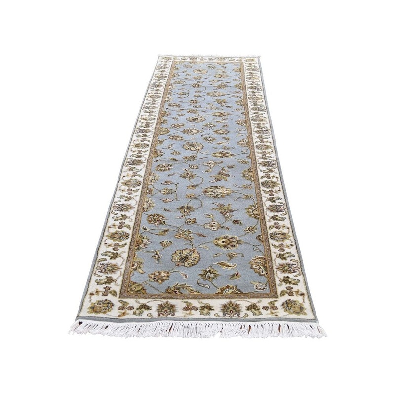 Shahbanu Rugs Hand-Knotted Half Wool and Half Silk Rajasthan Runner Oriental Rug (2'7" x 9'9") - 2'7" x 9'9"