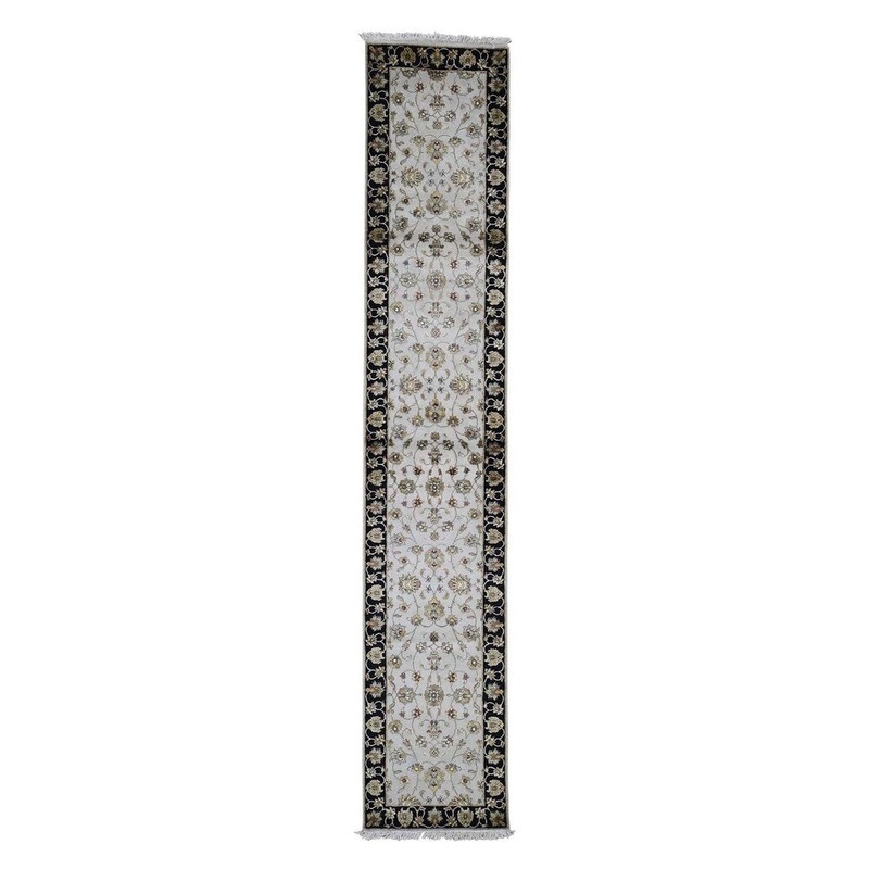Shahbanu Rugs Hand-Knotted Half Wool and Half Silk Rajasthan XL Runner Oriental Rug (2'7" x 14'0") - 2'7" x 14'0"