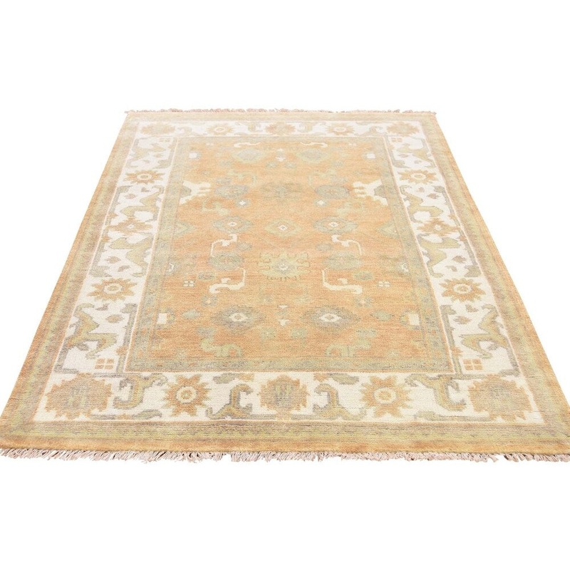 Shahbanu Rugs Hand Knotted Pure Wool Washed Out Oushak Oriental Rug (4'1" x 6'0") - 4'1" x 6'0"