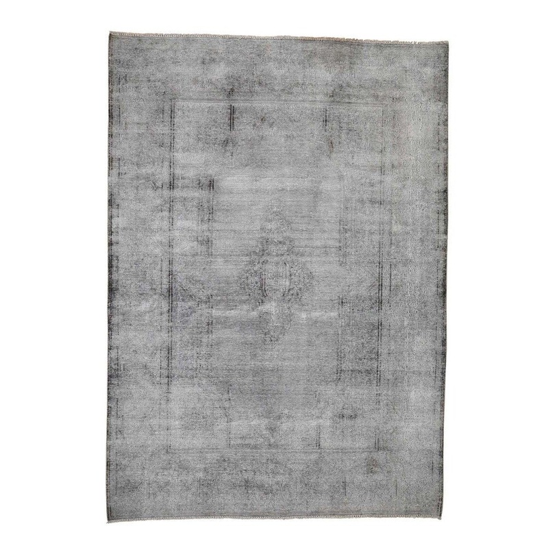 Shahbanu Rugs Hand-Knotted White Wash Vintage Kerman Sheared Low Oriental Rug (6'8" x 9'5") - 6'8" x 9'5"