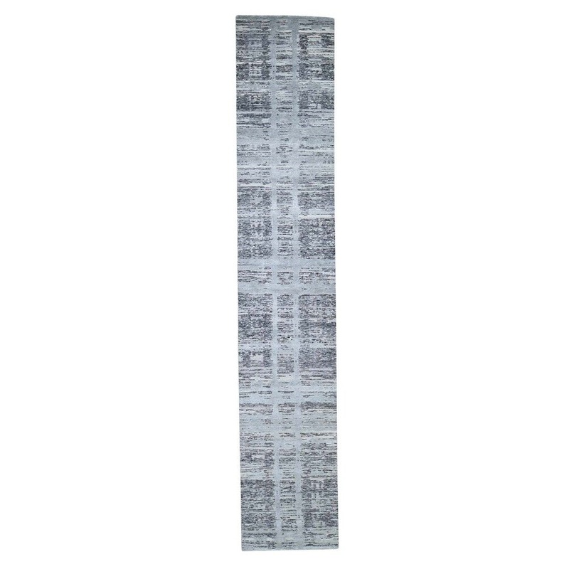 Shahbanu Rugs Hand Spun Undyed Natural Wool Modern XL Runner Oriental Rug (2'8" x 15'8") - 2'8" x 15'8"