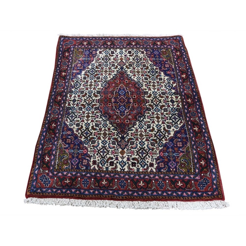 Shahbanu Rugs Ivory New Persian Bijar Dense and Plush 300 KPSI Pure Wool Rug (2'7" x 4'1") - 2'7" x 4'1"