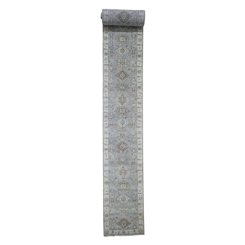 Shahbanu Rugs Karajeh Design Pure Wool Hand-Knotted XL Runner Oriental Rug (2'7" x 24'1") - 2'7" x 24'1"
