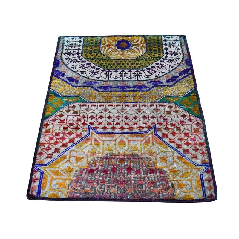 Shahbanu Rugs Mamluk Design Sari Silk With Oxidized Wool Hand-Knotted Oriental Rug (2'1" x 3'0") - 2'1" x 3'0"