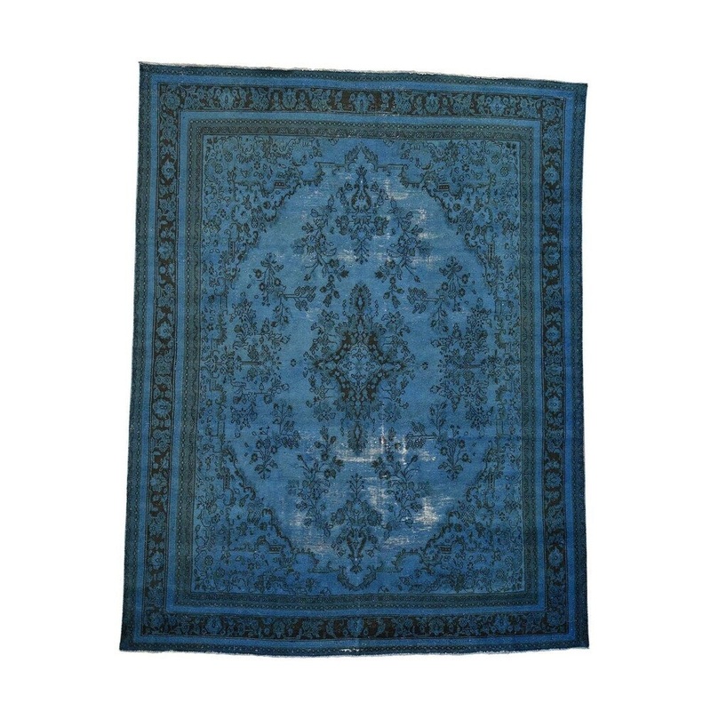Shahbanu Rugs Overdyed Persian Hamadam Hand-Knotted Pure Wool Oriental Rug (9'0" x 10'10") - 9'0" x 10'10"