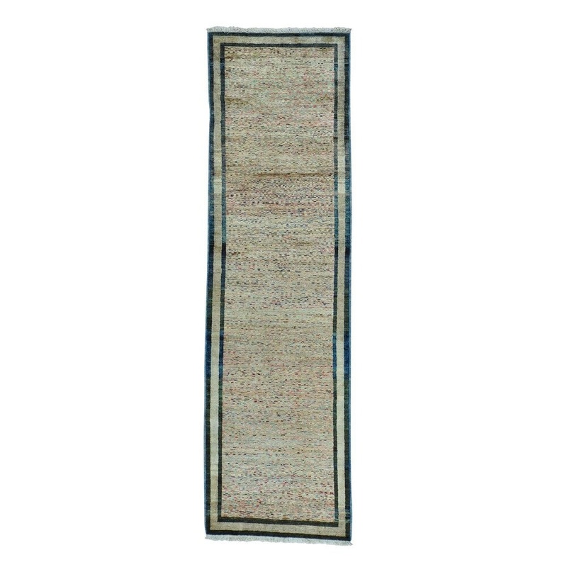 Shahbanu Rugs Pure Wool Peshawar Gabbeh Runner Hand Knotted Oriental Rug (2'10" x 10'0") - 2'10" x 10'0"