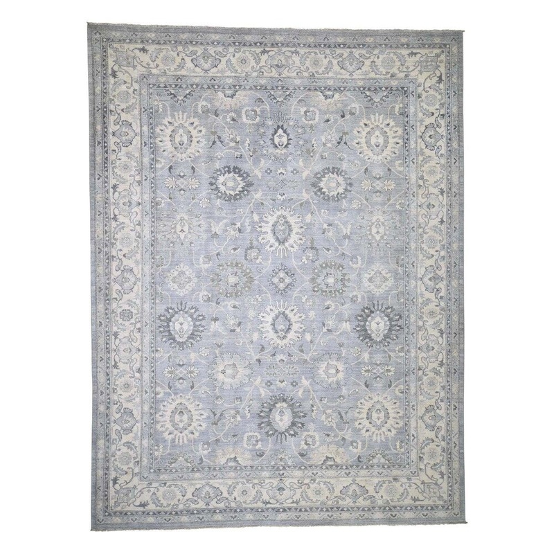 Shahbanu Rugs Pure Wool Peshawar Zieglar Mahal Design Hand-Knotted Oriental Rug (9'2" x 12'1") - 9'2" x 12'1"