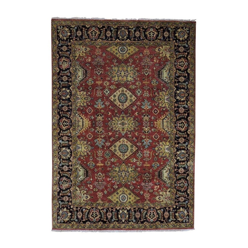 Shahbanu Rugs Red Karajeh Design Pure Wool Hand-Knotted Oriental Rug (3'10" x 6'0") - 3'10" x 6'0"
