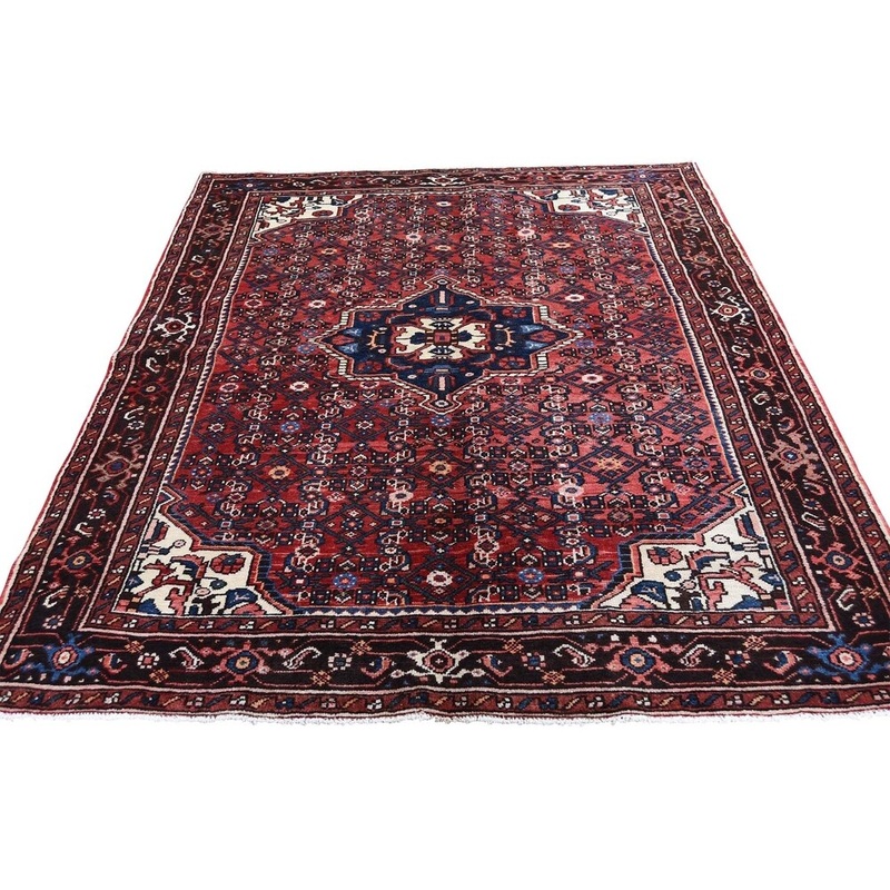Shahbanu Rugs Red New Persian Hussainabad Pure Wool Hand-Knotted Oriental Rug (5'3" x 6'8") - 5'3" x 6'8"