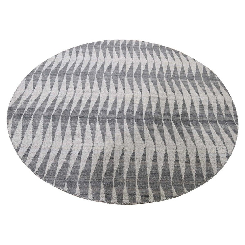 Shahbanu Rugs Reversible Kilim Pure Wool Flat Weave Round Hand Woven Oriental Rug (6'2" x 6'2") - 6'2" x 6'2"