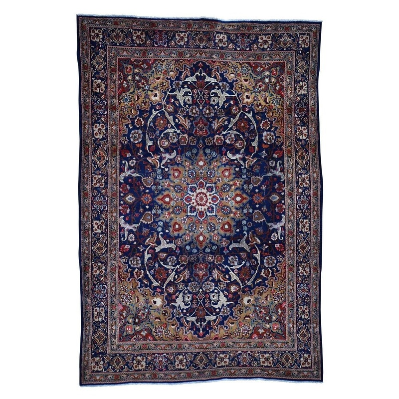 Shahbanu Rugs Semi Antique Persian Kashmar Pure Wool Hand-Knotted Oriental Rug (6'9" x 10'0") - 6'9" x 10'0"