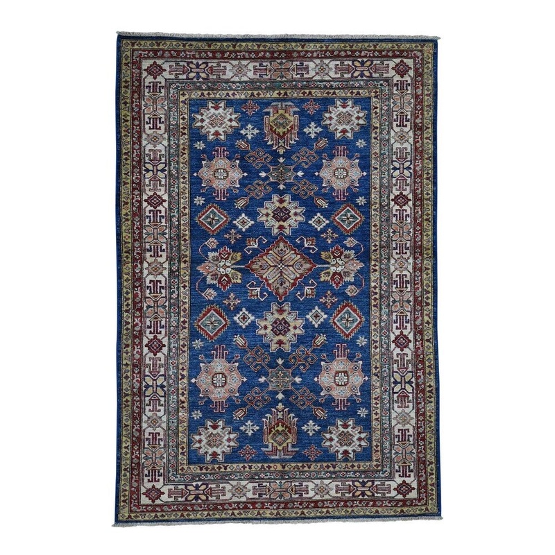 Shahbanu Rugs Super Kazak Pure Wool Geometric Design Hand-Knotted Oriental Rug (5'0" x 7'4") - 5'0" x 7'4"