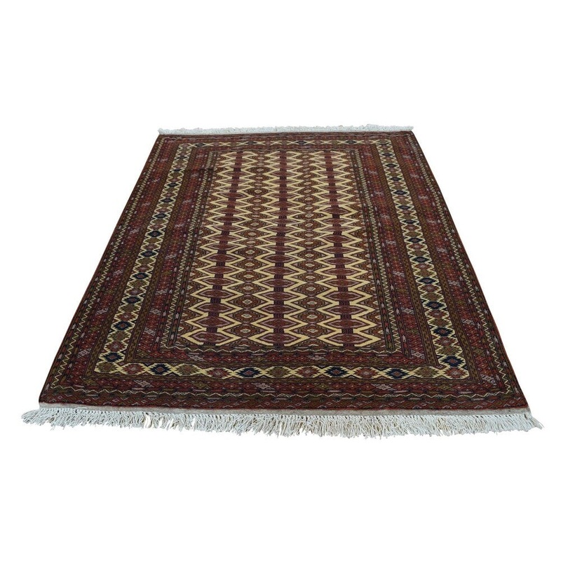 Shahbanu Rugs Turkoman Bokhara Hand-Knotted Pure Wool Oriental Rug (4'1" x 5'3") - 4'1" x 5'3"