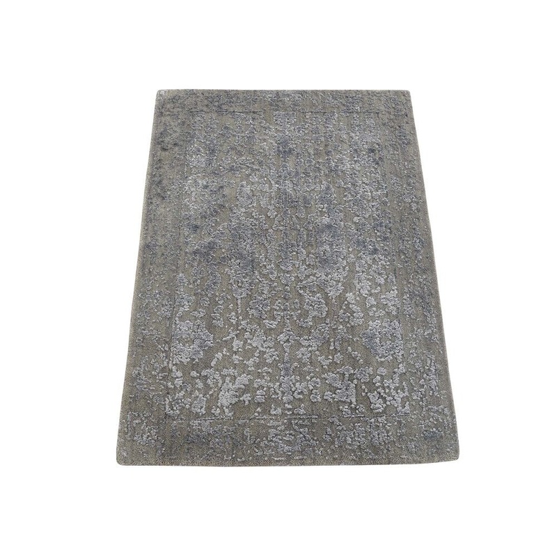 Shahbanu Rugs Abstract Design Wool and Silk Hand-Loomed Tone and Tone Oriental Rug (2'0" x 3'0") - 2'0" x 3'0"