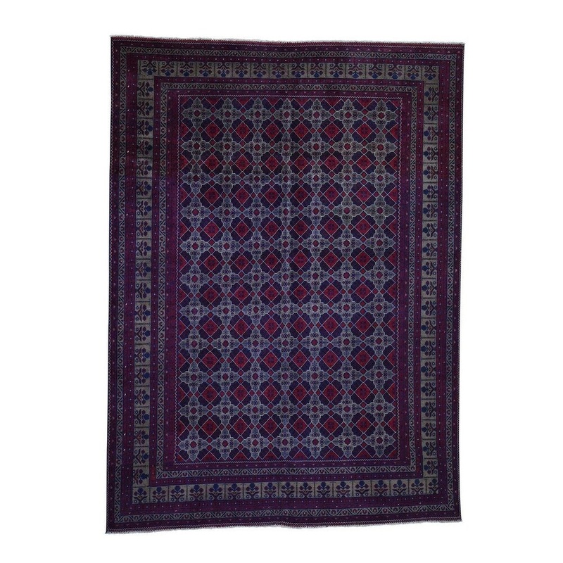 Shahbanu Rugs Afghan Khamyab Vegetable Dyes Bokara Design Pure Wool Hand Knotted Rug (8'2" x 11'2") - 8'2" x 11'2"