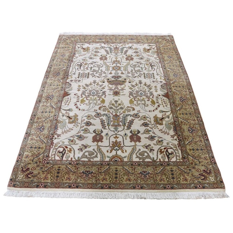Shahbanu Rugs Antiqued 300 Kpsi Tabriz Design Pure Wool Hand-Knotted Oriental Rug (4'0" x 6'0") - 4'0" x 6'0"