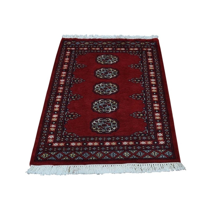 Shahbanu Rugs Hand-Knotted Mori Bokara Elephant Feet Design Oriental Rug (2'1" x 3'1") - 2'1" x 3'1"