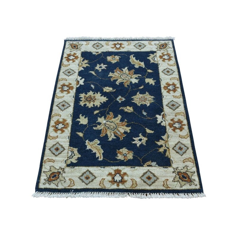 Shahbanu Rugs Hand Knotted Pure Wool Mahal Floral Navy Blue Oriental Rug (2'0" x 3'0") - 2'0" x 3'0"