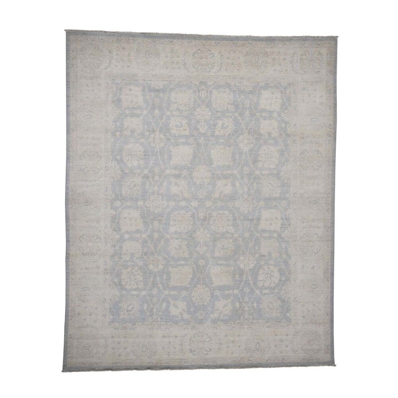 Shahbanu Rugs Hand Knotted Pure Wool Washed Out Peshawar Oriental Rug (8'0" x 9'8") - 8'0" x 9'8"