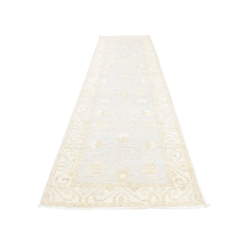 Shahbanu Rugs Hand Knotted White Wash Samarkand With Pomegranate Design Runner Rug (2'8" x 10'0") - 2'8" x 10'0"
