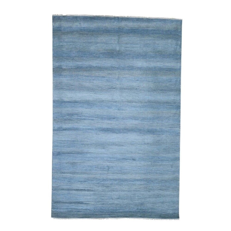 Shahbanu Rugs Hand-Knotted Wool and Silk Grass Design Oriental Rug (6'0" x 9'3") - 6'0" x 9'3"