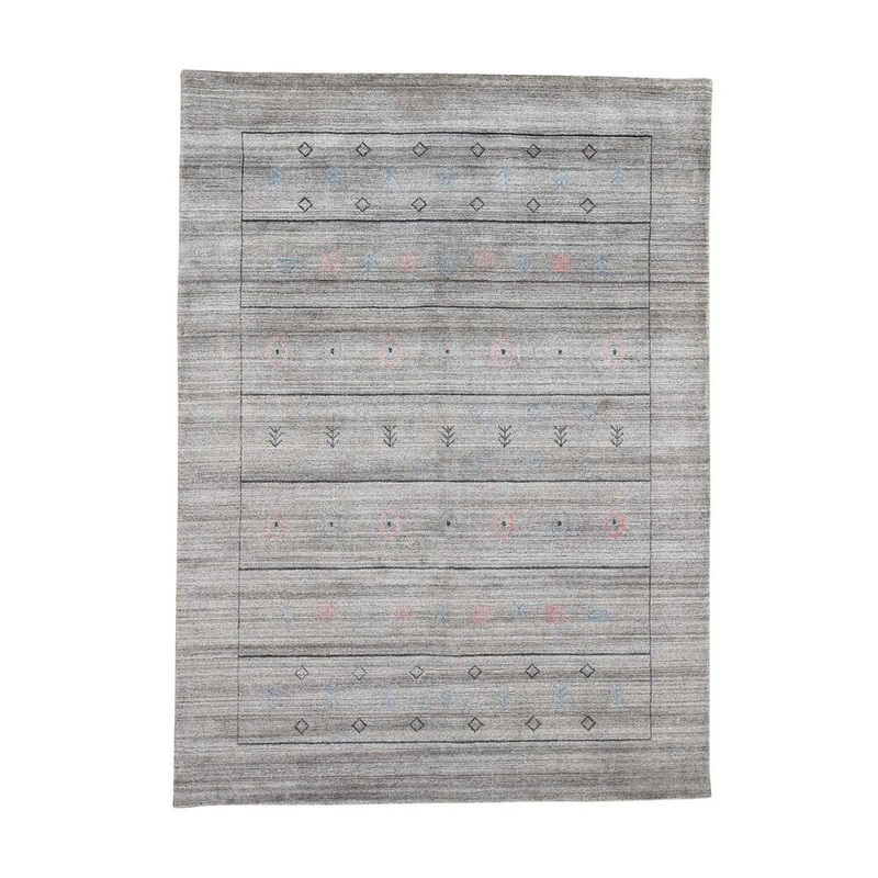 Shahbanu Rugs Hand Loomed Modern Gabbeh Wool and Silk Oriental Rug (5'0" x 7'0") - 5'0" x 7'0"