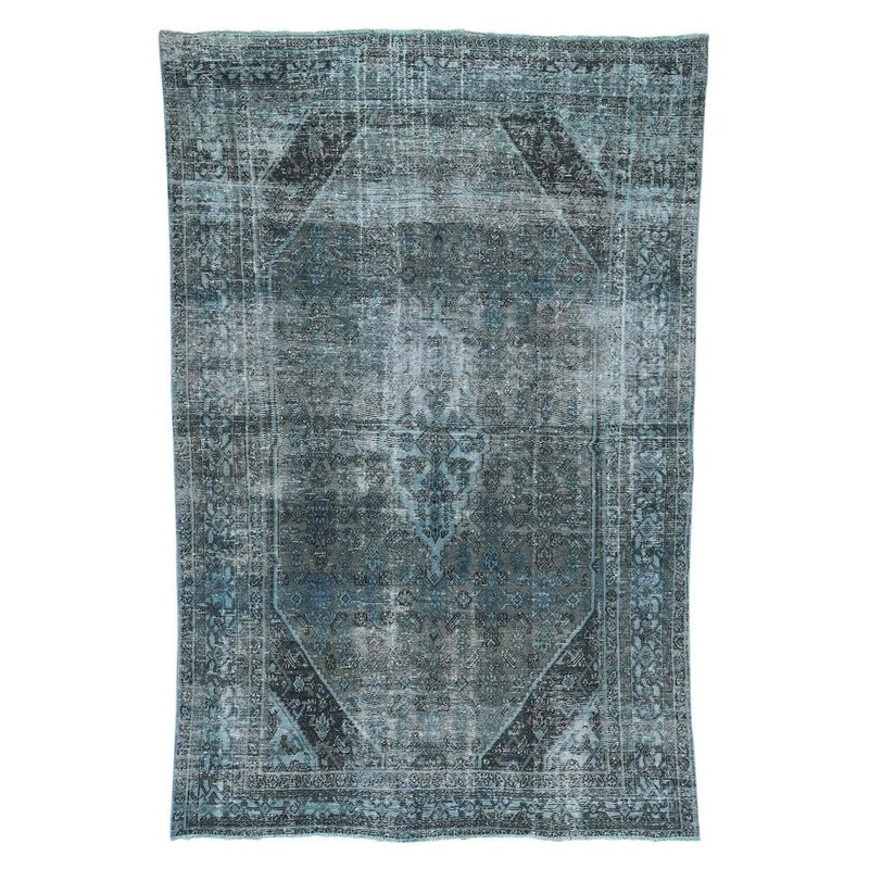 Shahbanu Rugs Handmade Overdyed Persian Bibikabad Vintage Pure Wool Rug (6'5" x 9'10") - 6'5" x 9'10"