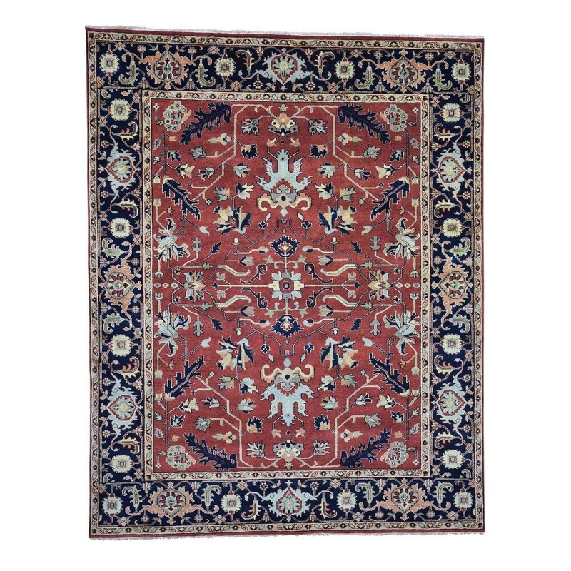 Shahbanu Rugs Heriz With All Over Design Pure Wool Hand-Knotted Oriental Rug (7'9" x 9'9") - 7'9" x 9'9"