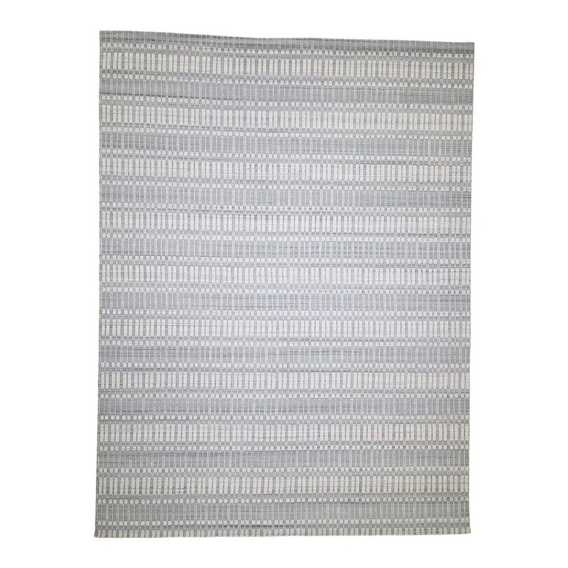 Shahbanu Rugs Hi Lo Pile Pure Wool Tone On Tone Hand-Loomed Oriental Rug (8'10" x 12'0") - 8'10" x 12'0"