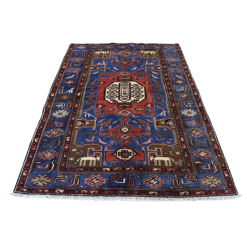 Shahbanu Rugs New Persian Hamadan Hand-Knotted Pure Wool Oriental Rug (4'3" x 6'1") - 4'3" x 6'1"