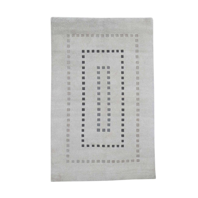 Shahbanu Rugs On Clearance Hand Knotted Pure Wool Grey Gabbeh Hand-Knotted Oriental (5'0" x 7'8") - 5'0" x 7'8"