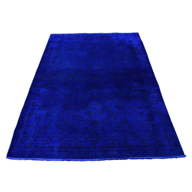 Shahbanu Rugs Overdyed Kashan Pure Wool Hand-Knotted Oriental Rug (4'0" x 6'0") - 4'0" x 6'0"