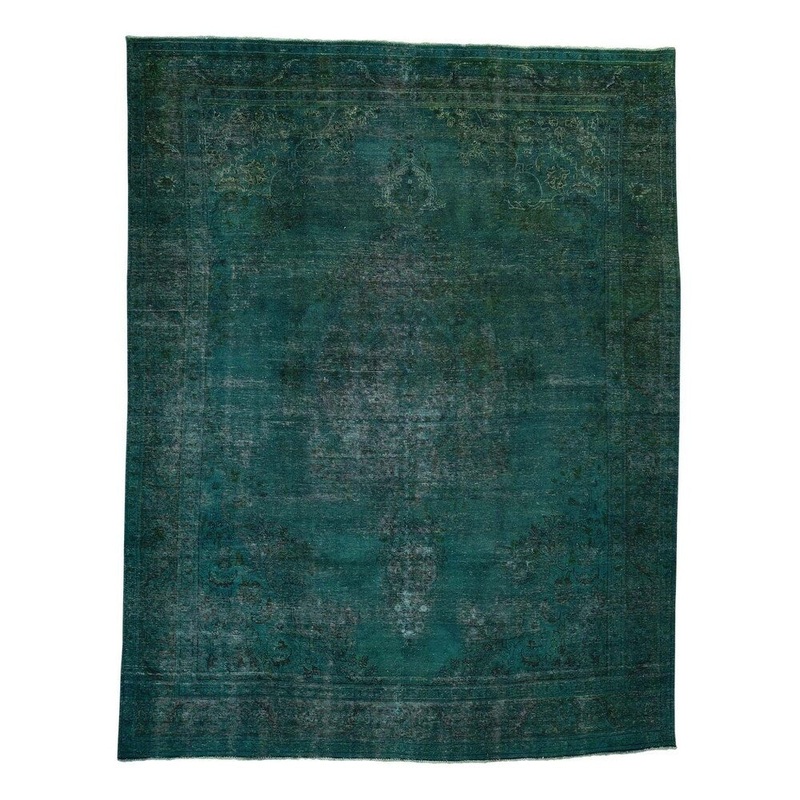 Shahbanu Rugs Overdyed Persian Tabriz Sheared Low Hand-Knotted Pure Wool Rug (10'0" x 12'8") - 10'0" x 12'8"