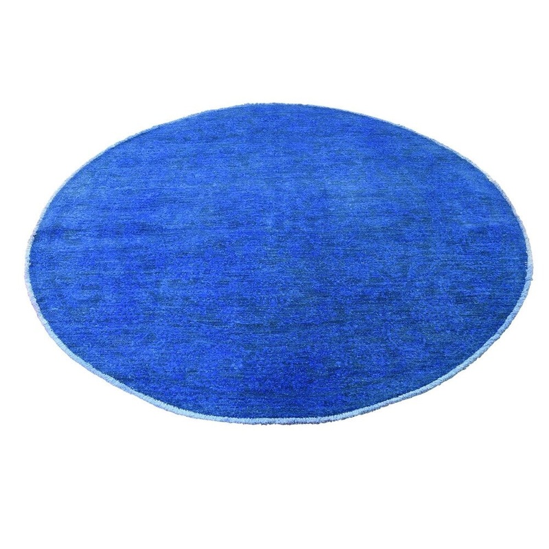 Shahbanu Rugs Overdyed Peshawar Hand-Knotted Pure Wool Round Full Pile Oriental Rug (5'1" x 5'3") - 5'1" x 5'3"