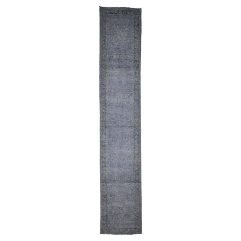Shahbanu Rugs Overdyed Peshawar Pure Wool XL Runner Hand Knotted Oriental Rug (2'7" x 14'0") - 2'7" x 14'0"