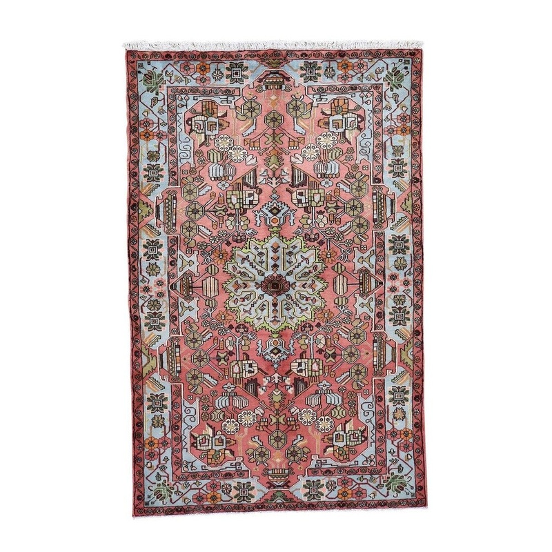 Shahbanu Rugs Pink New Persian Nahavand Pure Wool Hand-Knotted Oriental Rug (5'0" x 7'9") - 5'0" x 7'9"